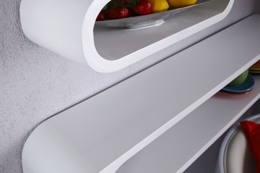 Regały Lounge Cuben oval białe na ścianę  - Invicta Interior